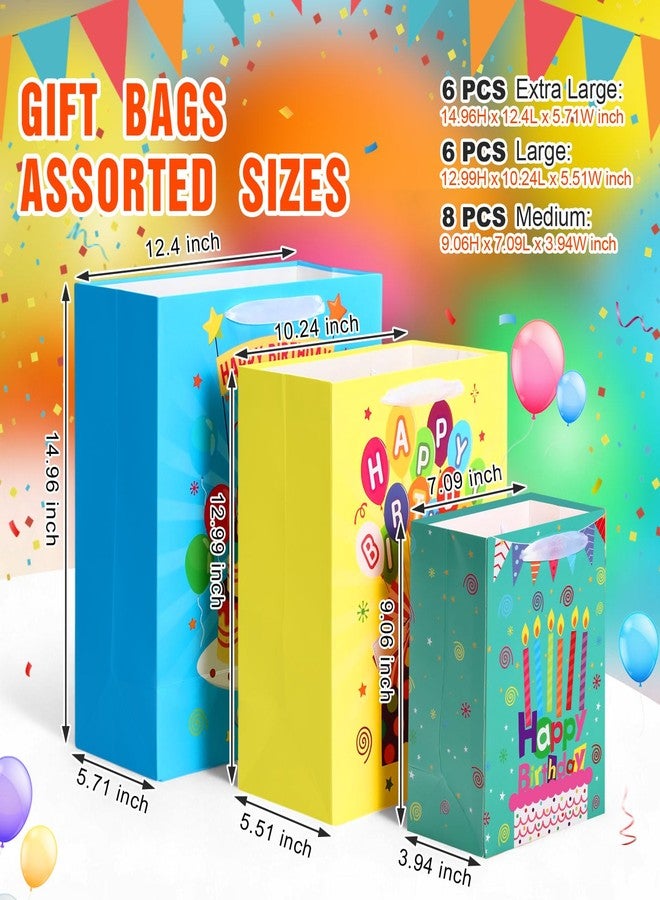 Gilprop 20pcs Birthday Gift Bag with Handle Gift Bags Assorted Sizes and Designs Large, Medium, Small Size for Kids, Boys, Girls, Women and Men' Birthdays Party - Image 3